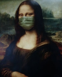 Die Mona Lisa von Leonardo da Vinci mit Mundschutz