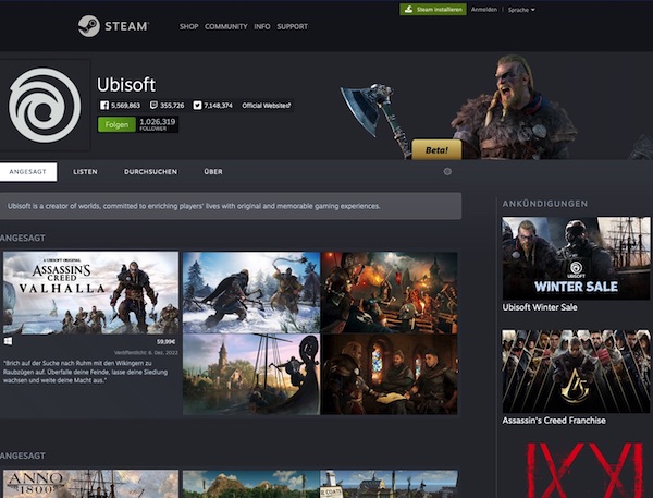 Ubisoft Spiele auch in Zukunft wieder auf Steam erhältlich